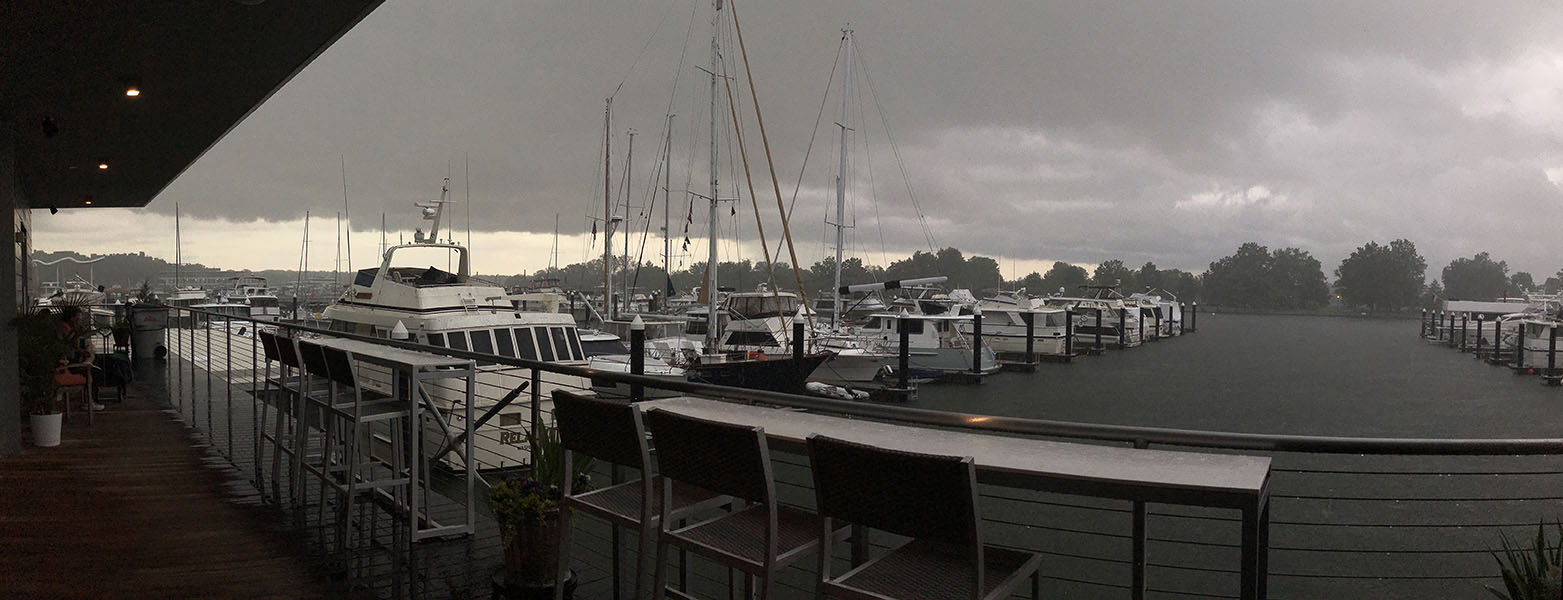 Panorama of Heavy Rain in a Marina